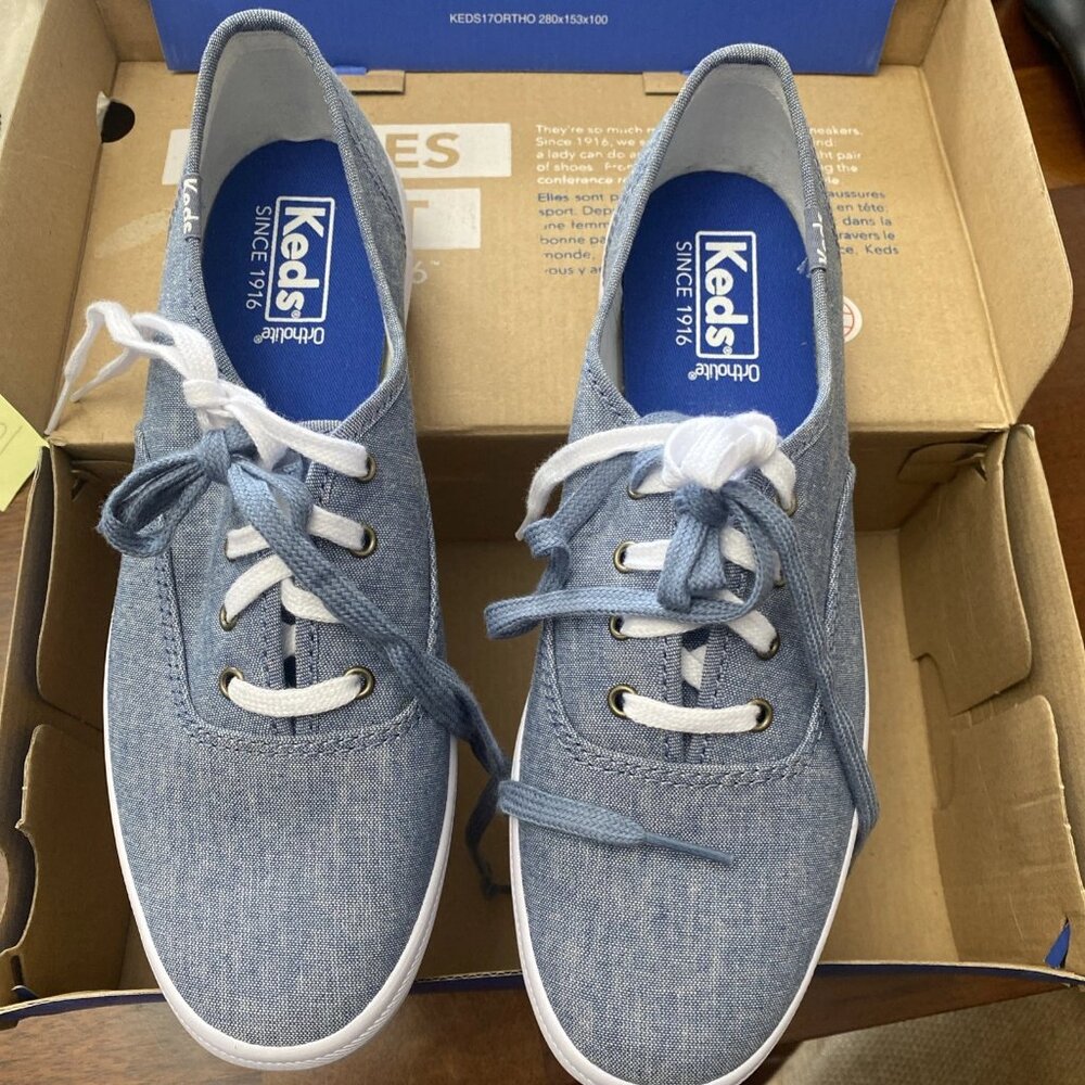 Keds Ortholite Chambray Blue Sneakers NEW in Box